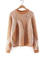 Shein Asymmetrical Striped Pointelle Sweater
