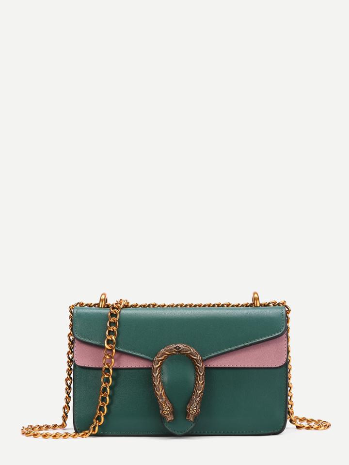 Shein Metal Detail Faux Leather Chain Bag