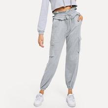 Shein Ruffle Waist Flap Pocket Detail Sweatpants