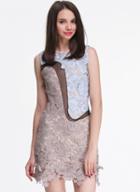 Shein Grey Sleeveless Crochet Lace Dress