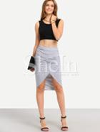 Shein Grey Knee Length Pleated Sheath Skirt