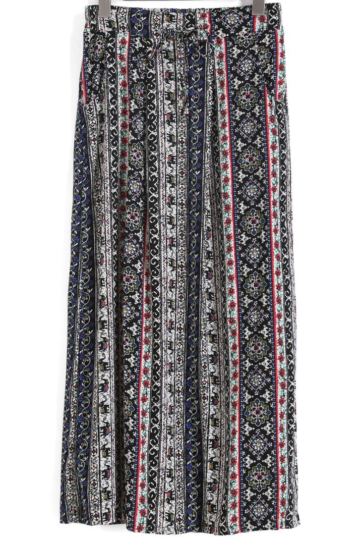 Shein Multicolor Drawstring Waist Tribal Print Skirt
