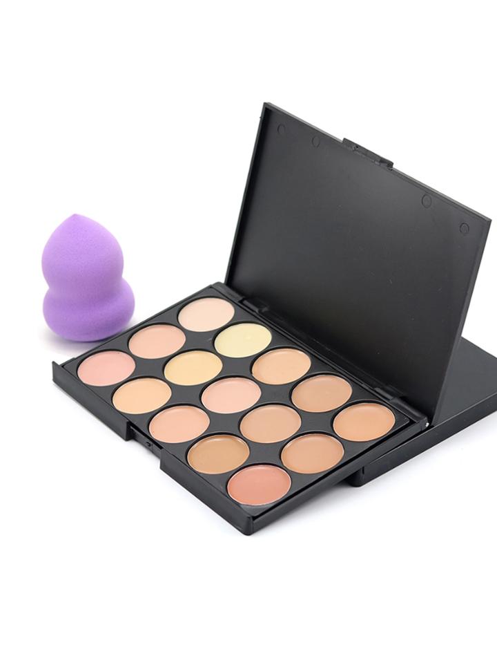 Shein 15 Color Concealer Palette With Random Color Puff