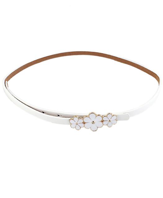 Shein White Glaze Flowers Embellished Belt