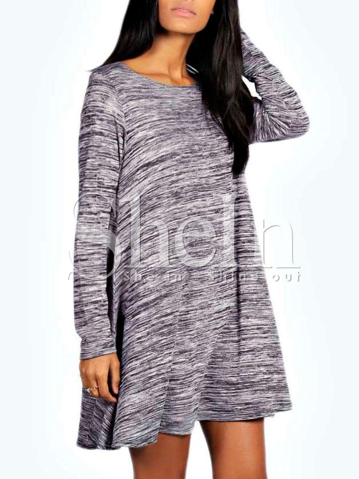 Shein Grey Long Sleeve Casual Dress Dress