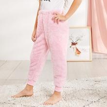 Shein Christmas Girls Elastic Waist Plush Pants
