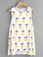 Shein Low Side Allover Pineapple Print Long Tank Top