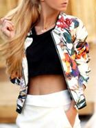 Shein Multicolor Florals Zipper Jacket