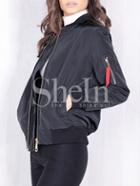 Shein Black Collarless Zipper Jacket