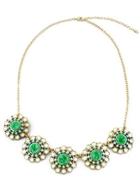 Shein Green Gemstone Gold Chain Flawers Necklace