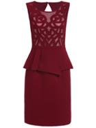 Shein Red Round Neck Sleeveless Backless Hollow Dress
