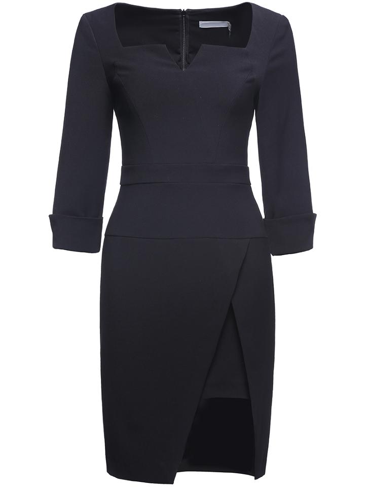 Shein Black Collar Long Sleeve Dress