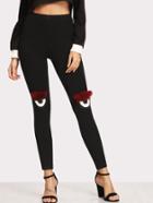 Shein Faux Fur Applique Detail Leggings