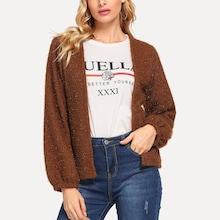 Shein Open Front Solid Coat