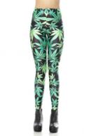Rosewe Chic Green Leaves Decoration Ankle Length Printed Leggings