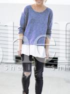 Shein Blue Contrast Flounce T-shirt