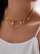 Shein Rhinestone & Beaded Design Layered Necklace