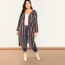 Shein Plus Open Front Striped Coat