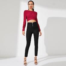 Shein Wide Waistband Zip Front Pants