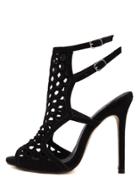 Shein Black Peep Toe Hollow Heels