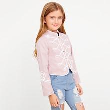 Shein Girls Button Up Contrast Binding Jacket