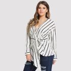 Shein Plus Waist Belted Striped Blouse