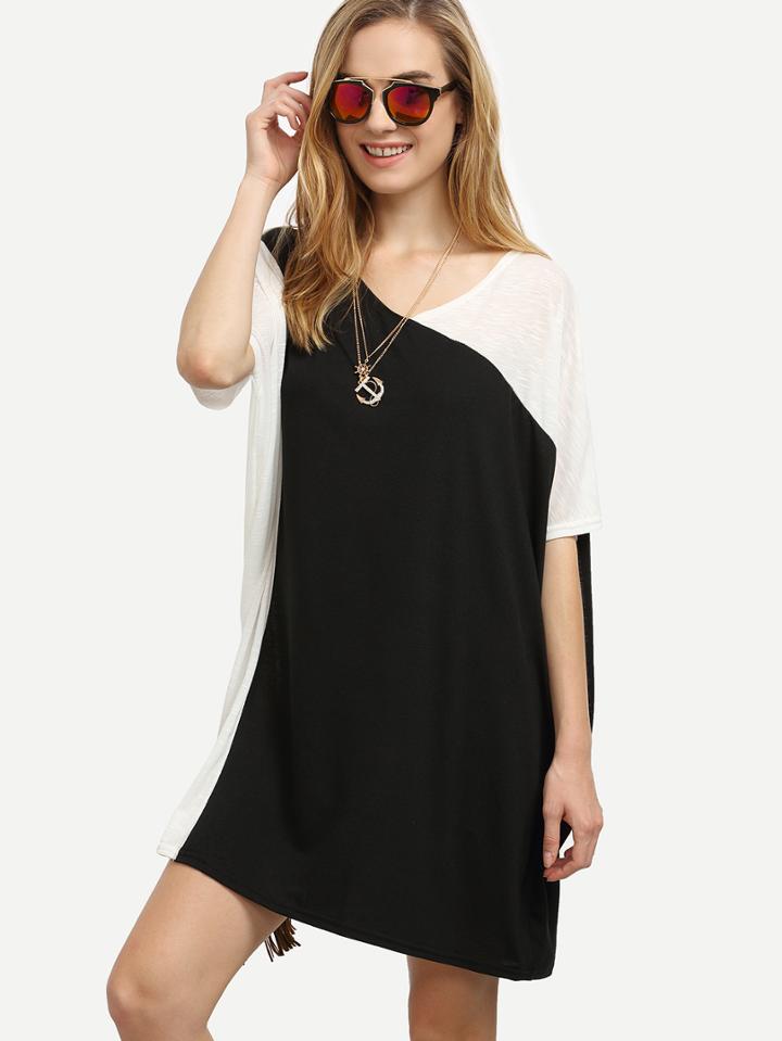 Shein Contrast V Neck Oversized Dress