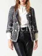 Shein Black Collarless Tweed Coat