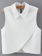 Shein Vertical Striped Wrap White Shirt