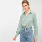 Shein Drawstring Hem Plaid Shirt