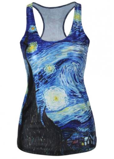 Rosewe Racerback Scoop Neck Printed Tank Top