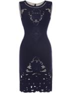 Shein Navy Hollow Embroidered Sheath Dress