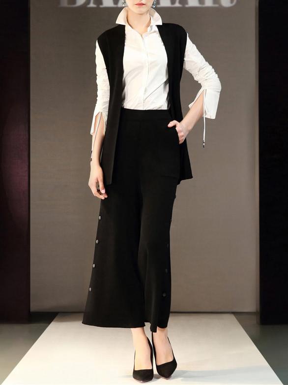 Shein Deep V Neck Knit Vest Top With Pants