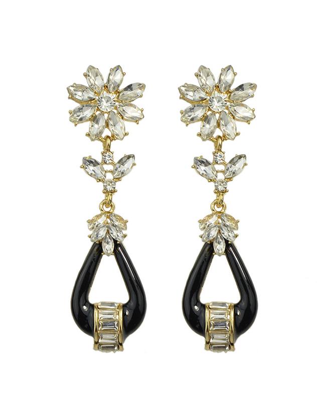 Shein Black Rhinestone Drop Stone Earrings