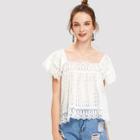 Shein Scallop Eyelet Embroidered Blouse