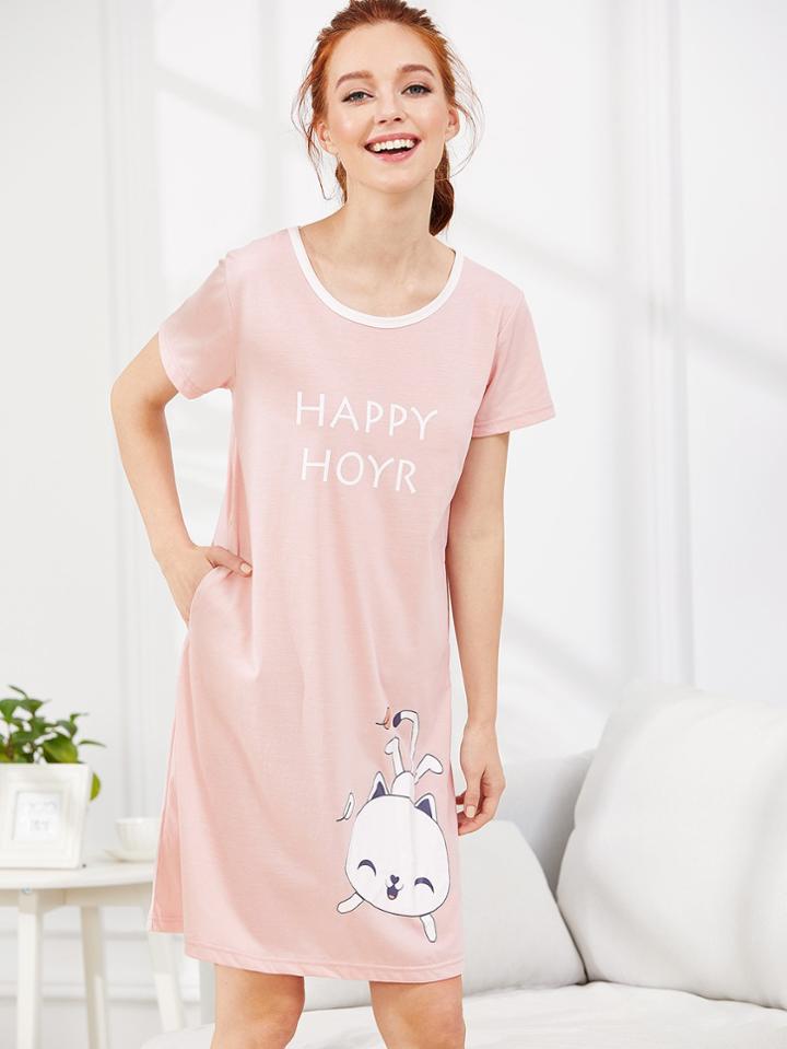 Shein Letter & Cartoon Print Dress
