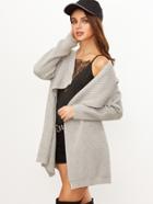 Shein Grey Drop Shoulder Drape Collar Sweater Coat