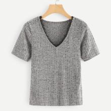 Shein V Neck Ribbed Tee