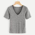 Shein V Neck Ribbed Tee