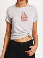Shein White Milk Bottle Print T-shirt