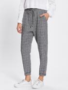Shein Rolled Hem Drawstring Plaid Pants
