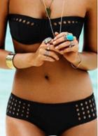 Rosewe Hollow Out Black Two Piece Swimwear