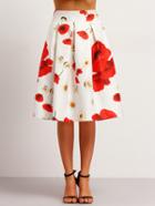 Shein White Florals A-line Skirt