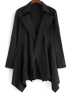 Shein Black Lapel Loose Asymmetrical Coat