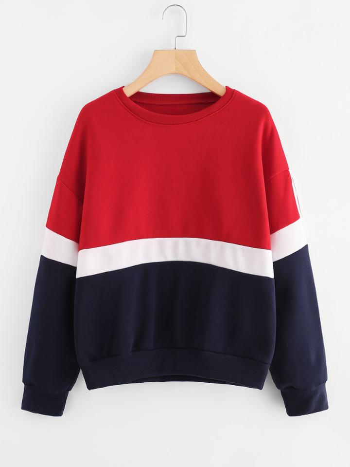 Shein Cut & Sew Panel Tape Detail Pullover