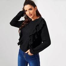 Shein Ruffle Detail Teddy Pullover
