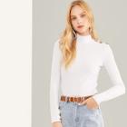 Shein Button Detail Mock Neck Tee