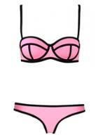 Rosewe Strappy Edge Decorated Pink Bikini Set