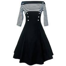 Shein Off Shoulder Contrast Striped Dress