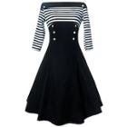 Shein Off Shoulder Contrast Striped Dress
